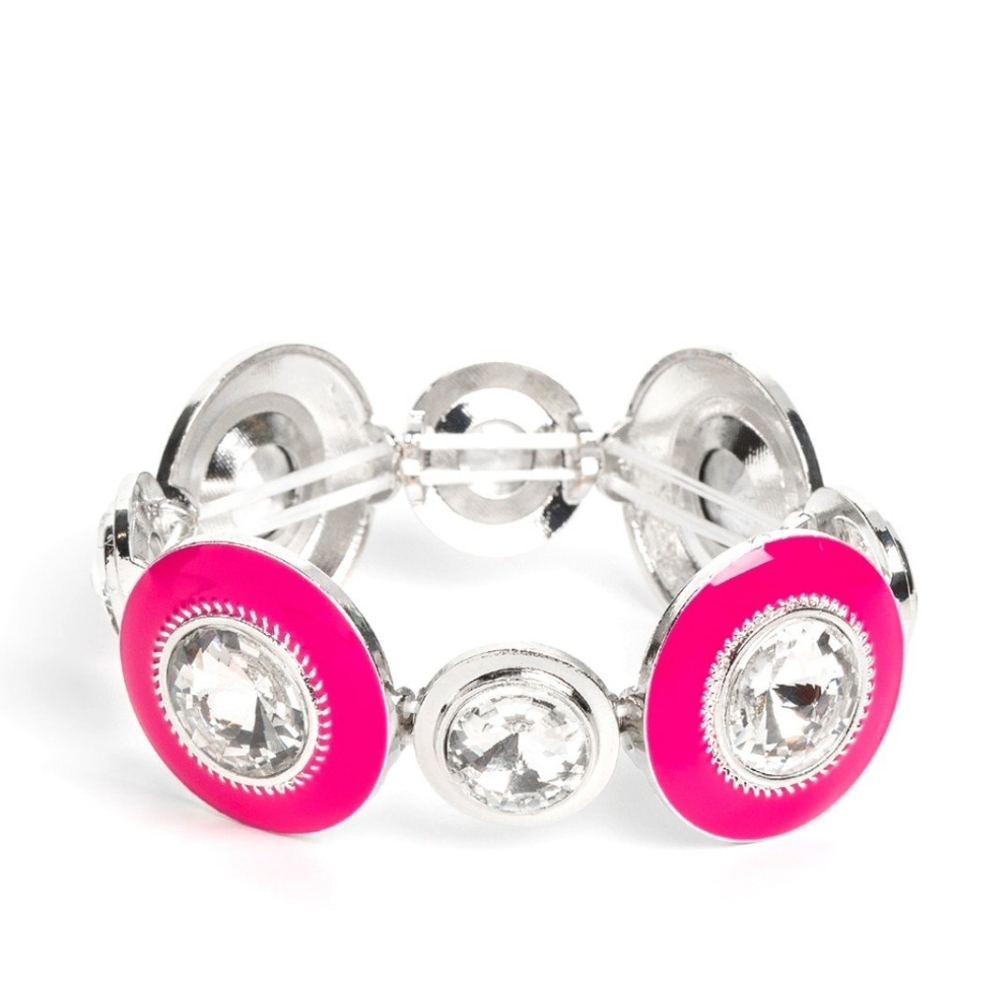 Paparazzi Pink and Silver Sparkling Bracelet Lustrous Lass Fashion Jewelry